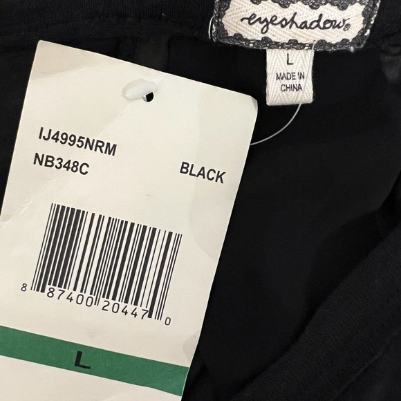 NWT Eyeshadow 2010's Black Sheer V-Neck Inset Panel 3/4 Sleeve T-Shirt - Large - Picture 6 of 8